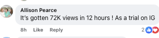 It's gotten 72K views in 12 hours